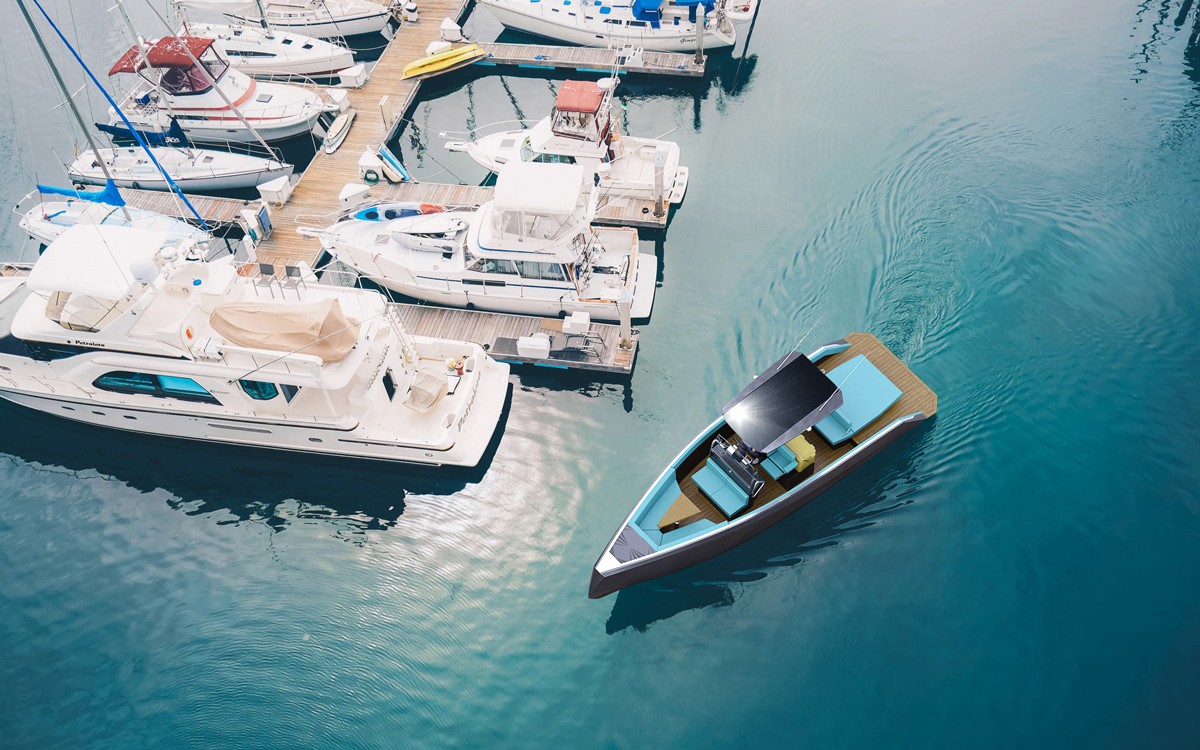 Electric powered boats on display at Green Tech Boat Show Plymouth