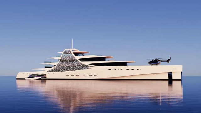 Faceted like a gemstone, this 308 foot Superyacht concept has three swimming pools, a helipad and the yacht even glows in the dark