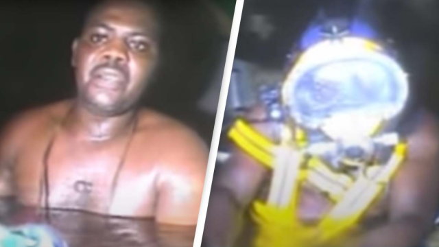 Moment man was found after being trapped under water in a capsized boat for three days
